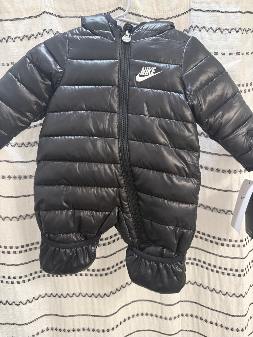 Nike Kids Black Quilted Puffer Footed One-Piece